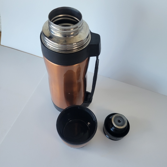 Used Thermos Metal Brass Color Black Handle 7 Eleven 1 Liter - Picture 7 of 7